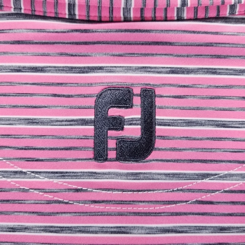 FootJoy Polo Shirt Mens M Pink Stripe Golf Performance Short Sleeve - Picture 5 of 10